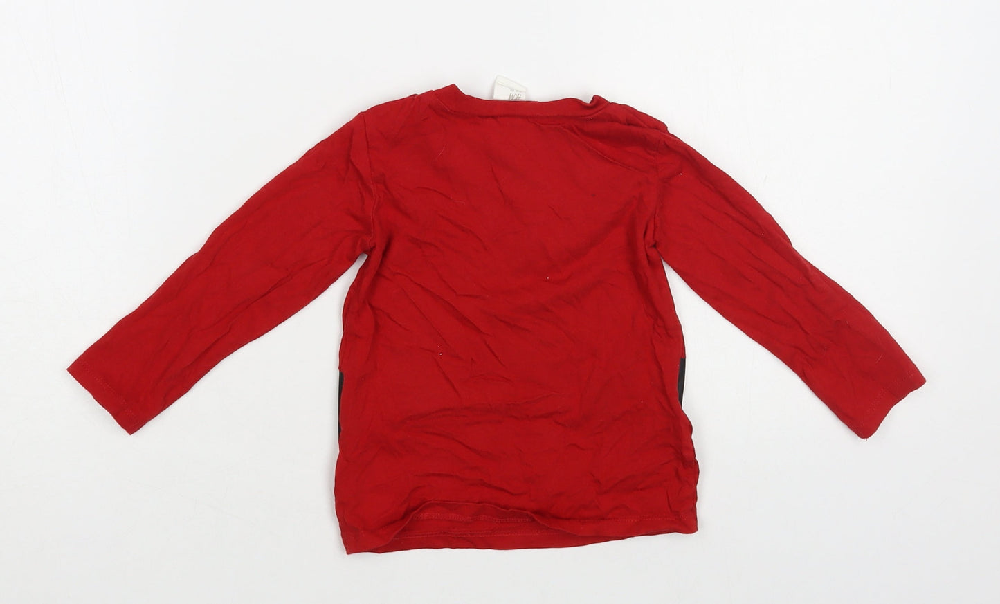 H&M Baby Red Cotton Pullover T-Shirt Size 12-18 Months Crew Neck Snap - Santa