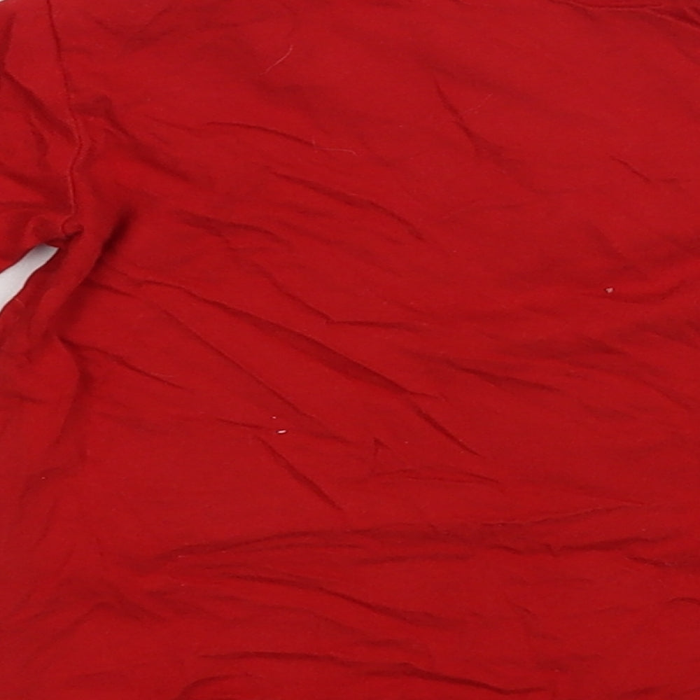 H&M Baby Red Cotton Pullover T-Shirt Size 12-18 Months Crew Neck Snap - Santa