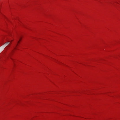 H&M Baby Red Cotton Pullover T-Shirt Size 12-18 Months Crew Neck Snap - Santa
