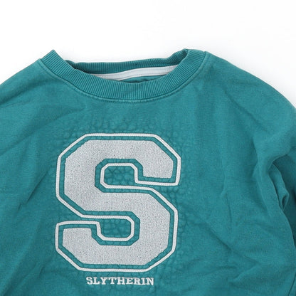Marks and Spencer Girls Green Cotton Pullover Sweatshirt Size 8-9 Years - harry potter