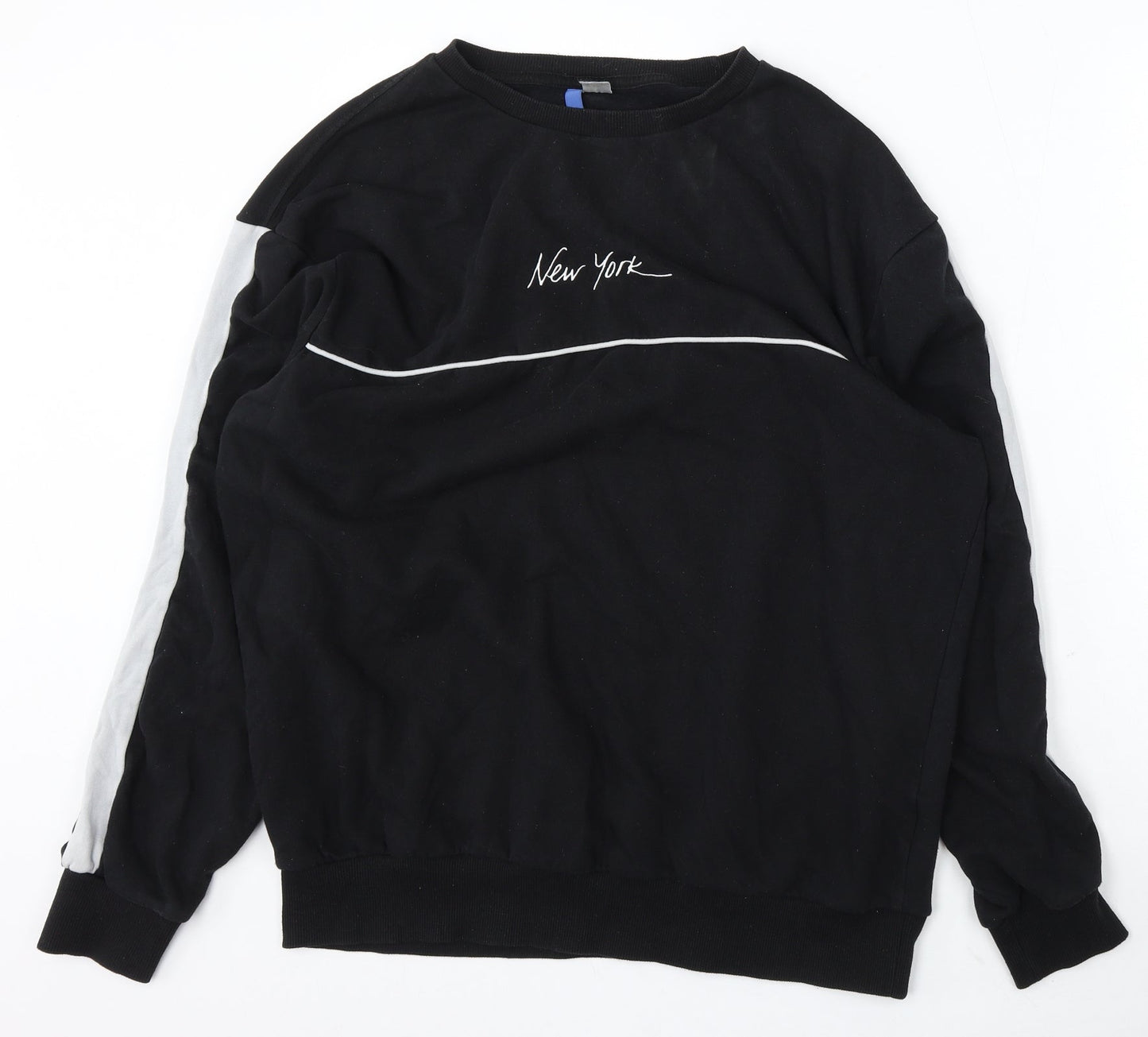 Mens UK Size L Divided Black Pullover Sweatshirt