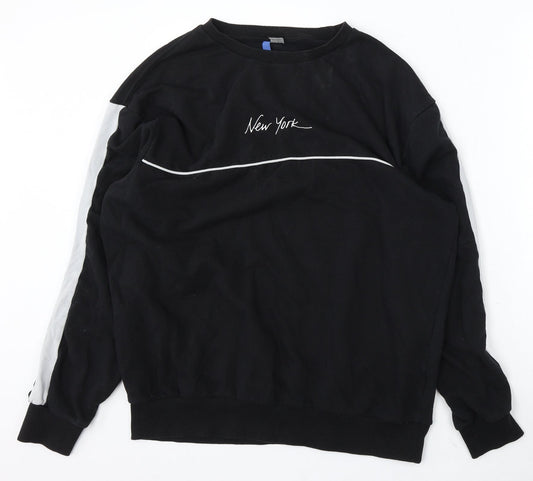 Mens UK Size L Divided Black Pullover Sweatshirt