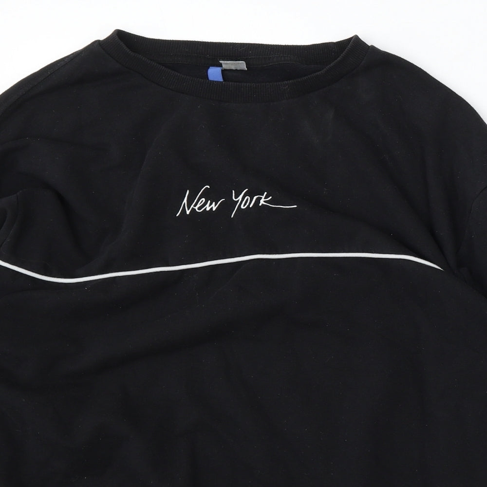 Mens UK Size L Divided Black Pullover Sweatshirt