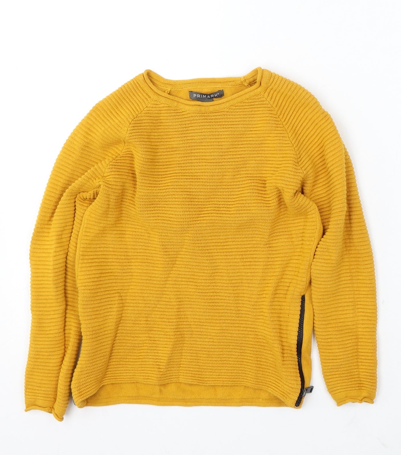 Primark Girls Yellow Round Neck Cotton Pullover Jumper Size 5-6 Years