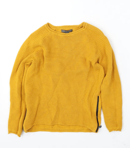 Primark Girls Yellow Round Neck Cotton Pullover Jumper Size 5-6 Years