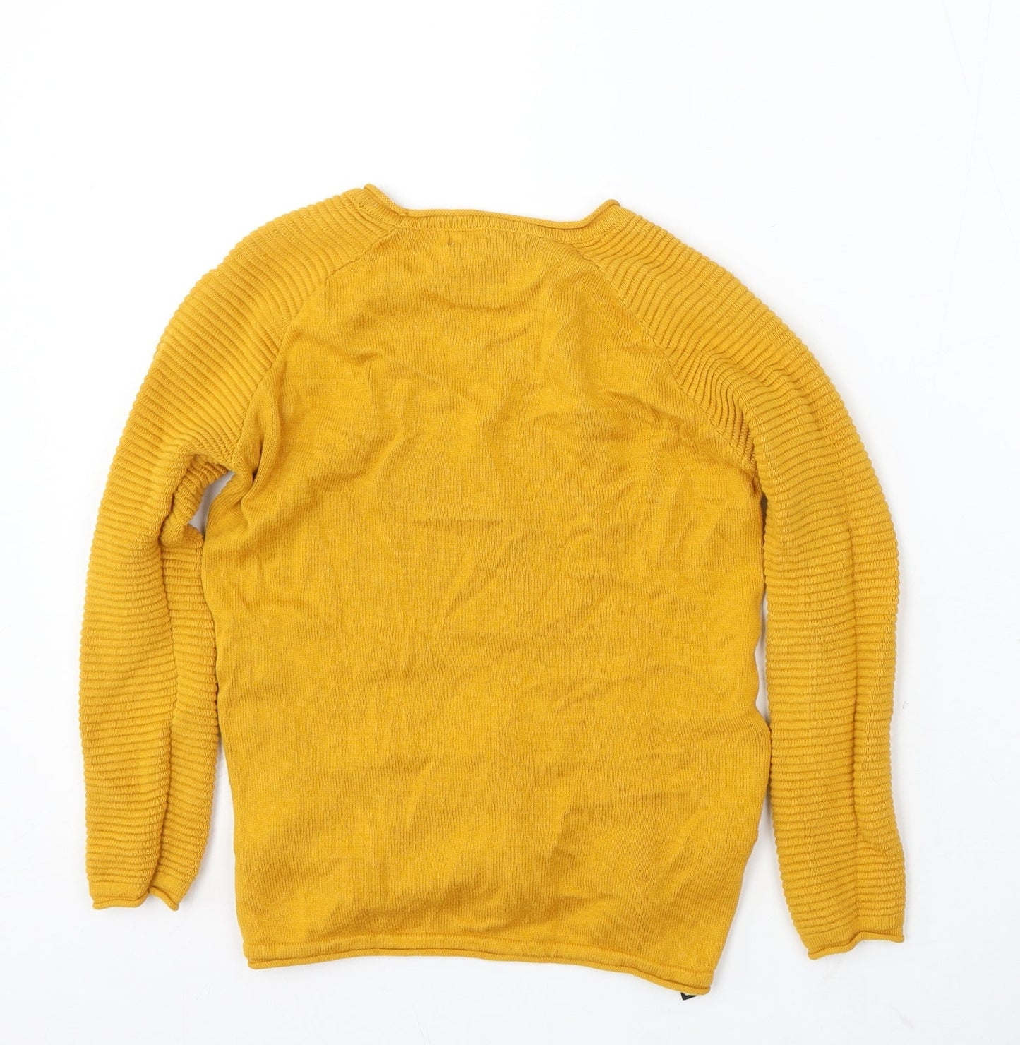 Primark Girls Yellow Round Neck Cotton Pullover Jumper Size 5-6 Years