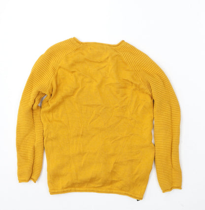 Primark Girls Yellow Round Neck Cotton Pullover Jumper Size 5-6 Years