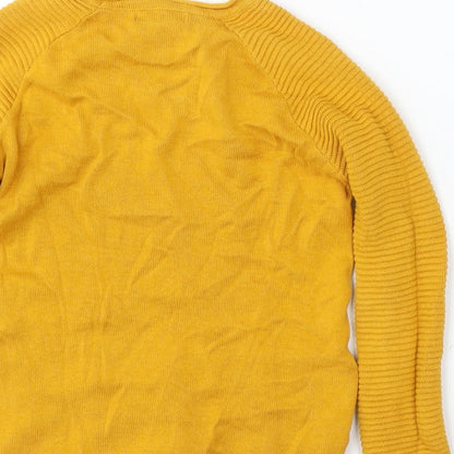 Primark Girls Yellow Round Neck Cotton Pullover Jumper Size 5-6 Years