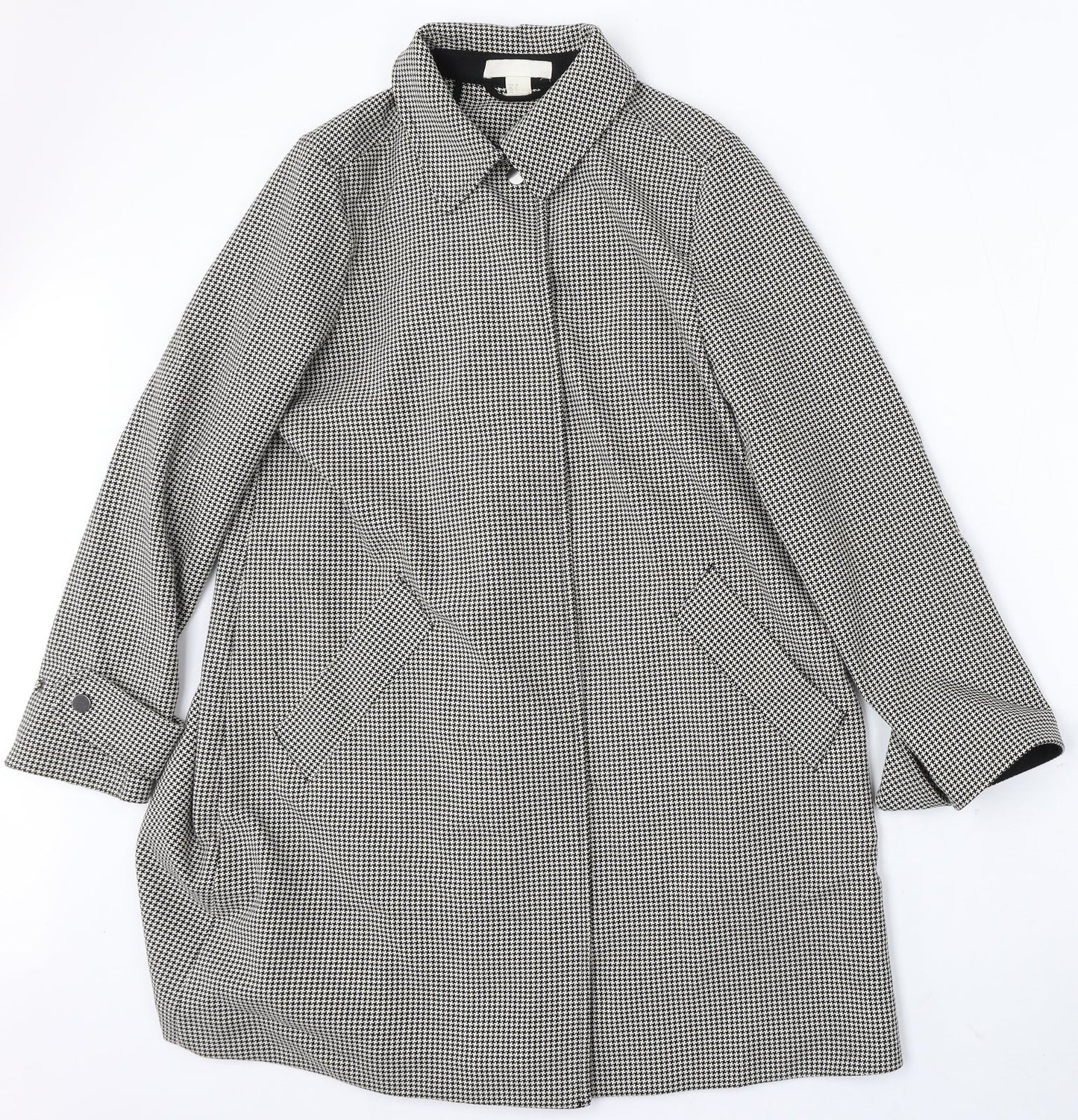 H&M Womens Multicoloured Houndstooth Jacket Size 6 Snap