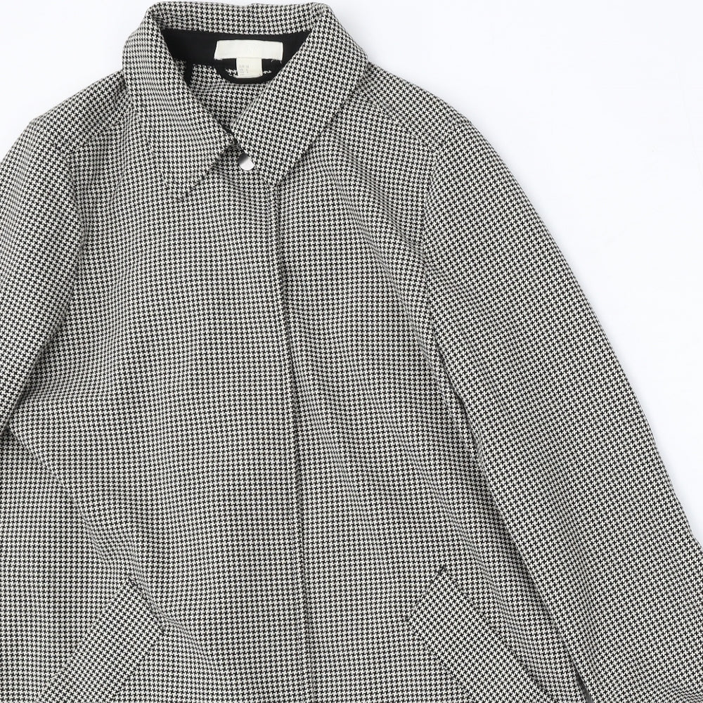 H&M Womens Multicoloured Houndstooth Jacket Size 6 Snap