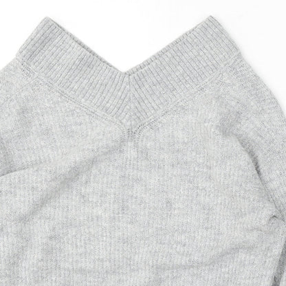 H&M Womens Grey V-Neck Acrylic Pullover Jumper Size XS