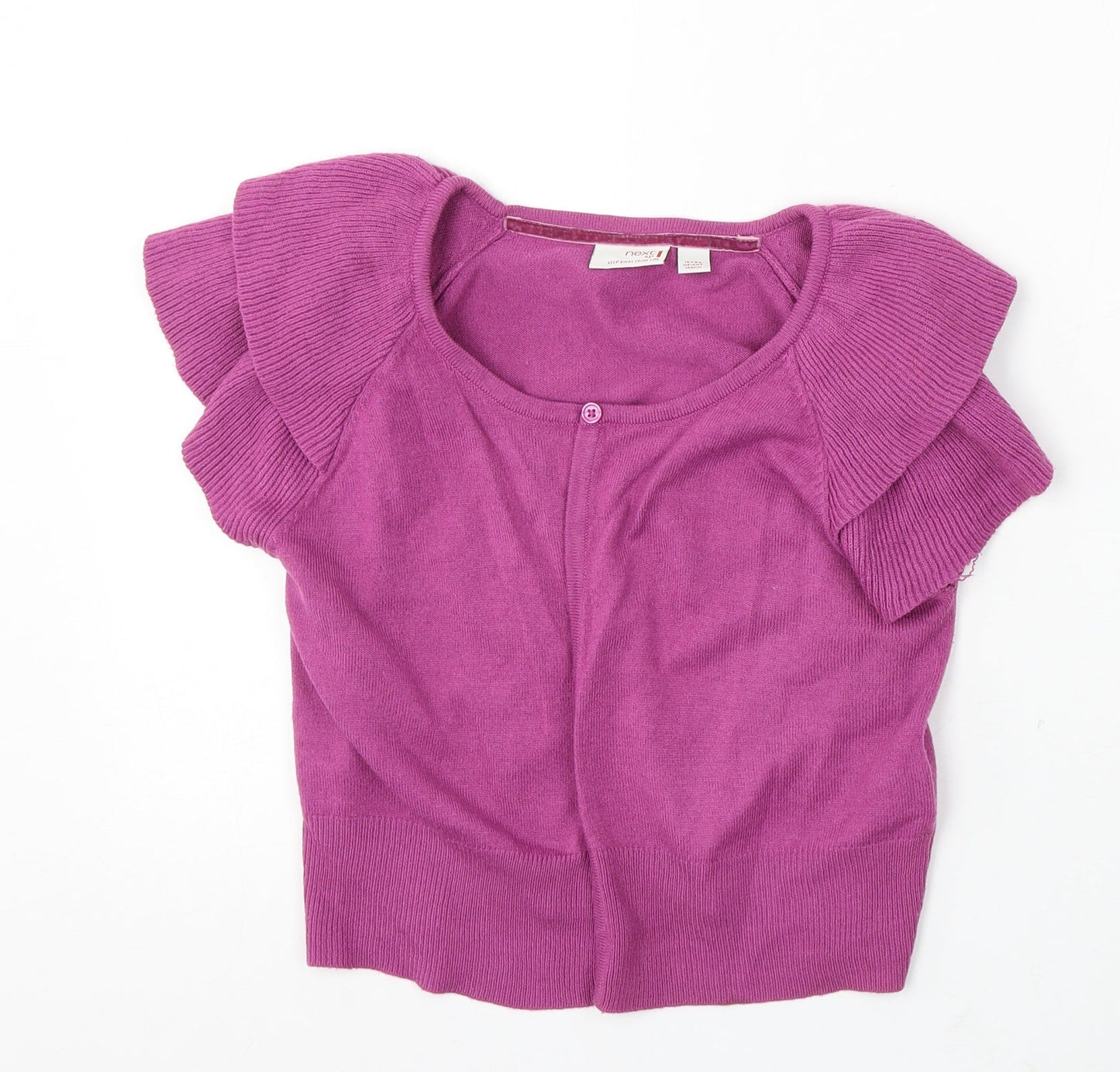 NEXT Girls Purple Round Neck Acrylic Cardigan Jumper Size 13 Years