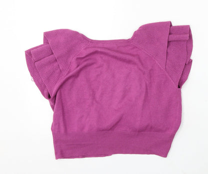 NEXT Girls Purple Round Neck Acrylic Cardigan Jumper Size 13 Years