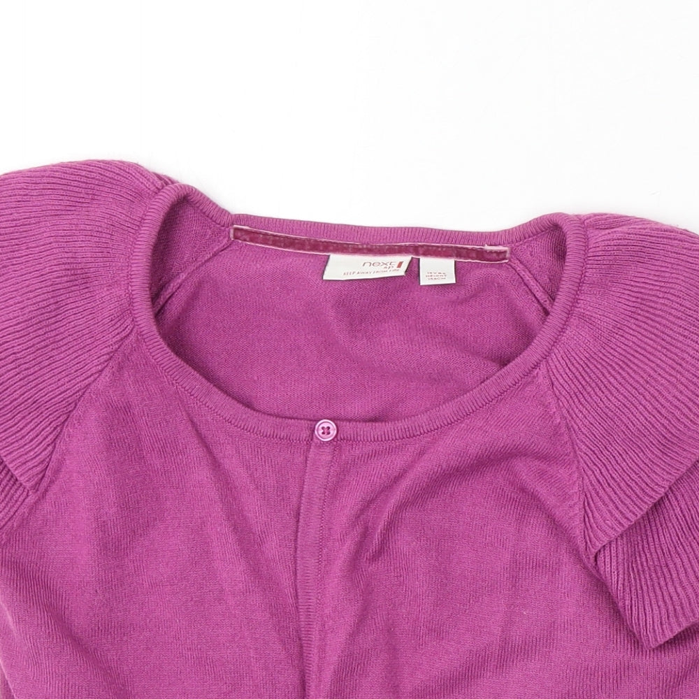 NEXT Girls Purple Round Neck Acrylic Cardigan Jumper Size 13 Years