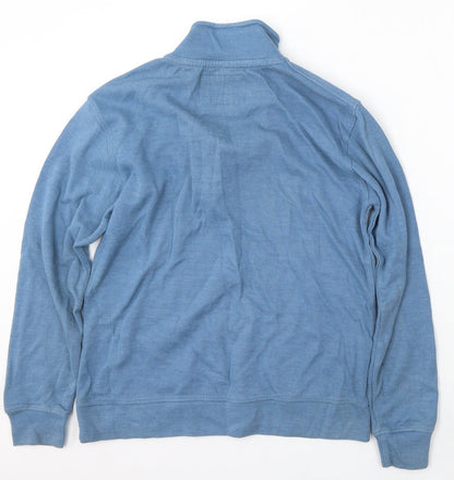 Sand Stone Mens Blue Mock Neck Cotton Pullover Jumper Size M