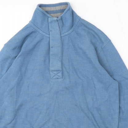 Sand Stone Mens Blue Mock Neck Cotton Pullover Jumper Size M