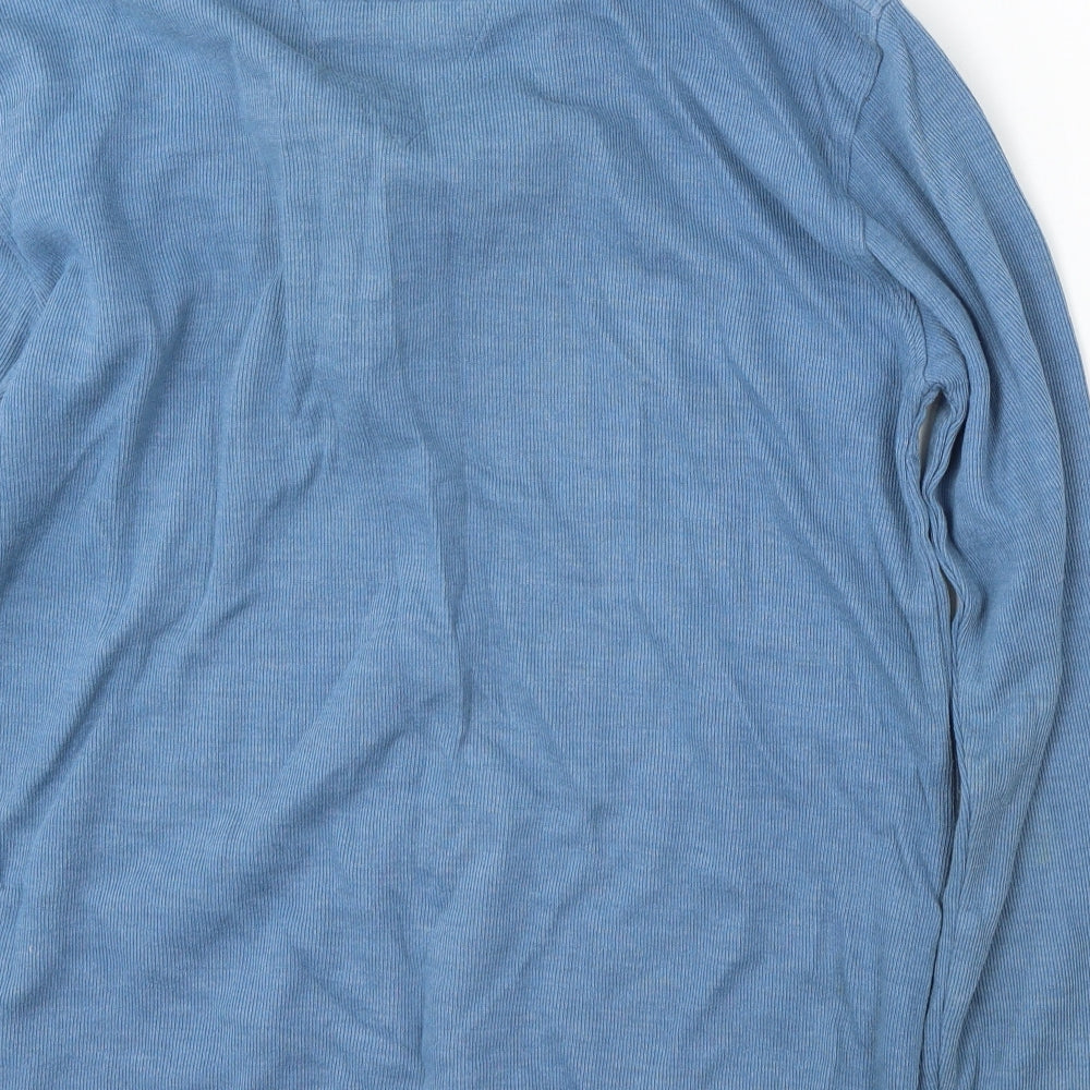 Sand Stone Mens Blue Mock Neck Cotton Pullover Jumper Size M