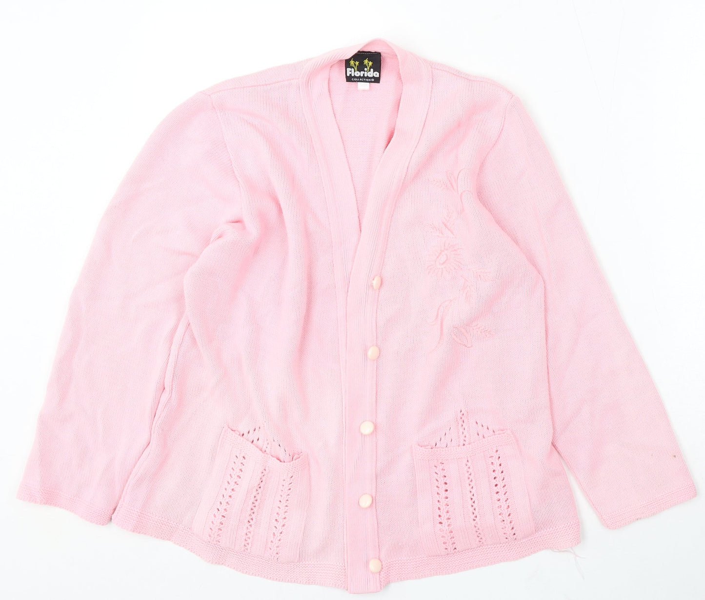 Womens UK Size S Florida Pink Cardigan Jumper