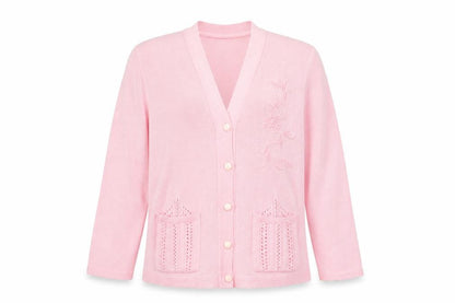 Womens UK Size S Florida Pink Cardigan Jumper