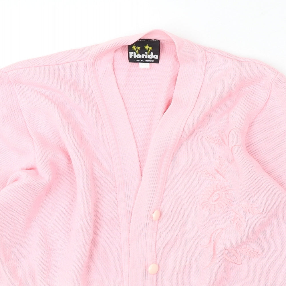 Womens UK Size S Florida Pink Cardigan Jumper
