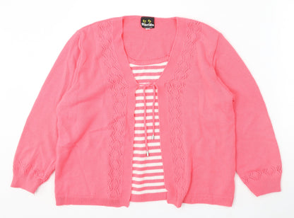 Florida Collection Womens Pink Round Neck Acrylic Cardigan Jumper Size M