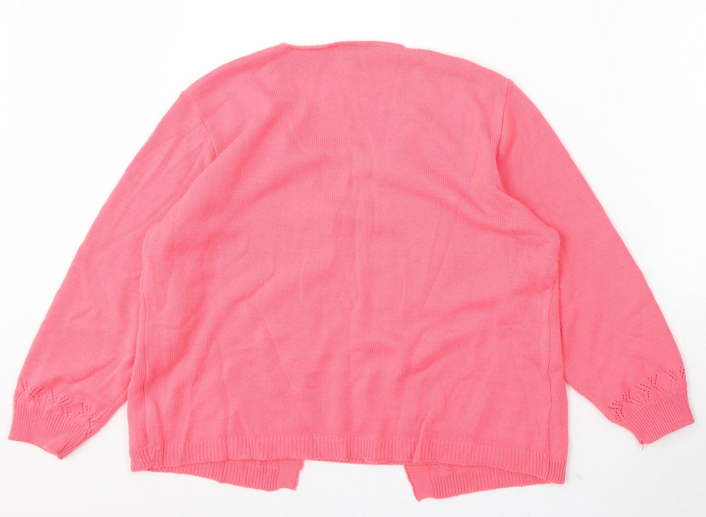 Florida Collection Womens Pink Round Neck Acrylic Cardigan Jumper Size M