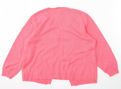 Florida Collection Womens Pink Round Neck Acrylic Cardigan Jumper Size M