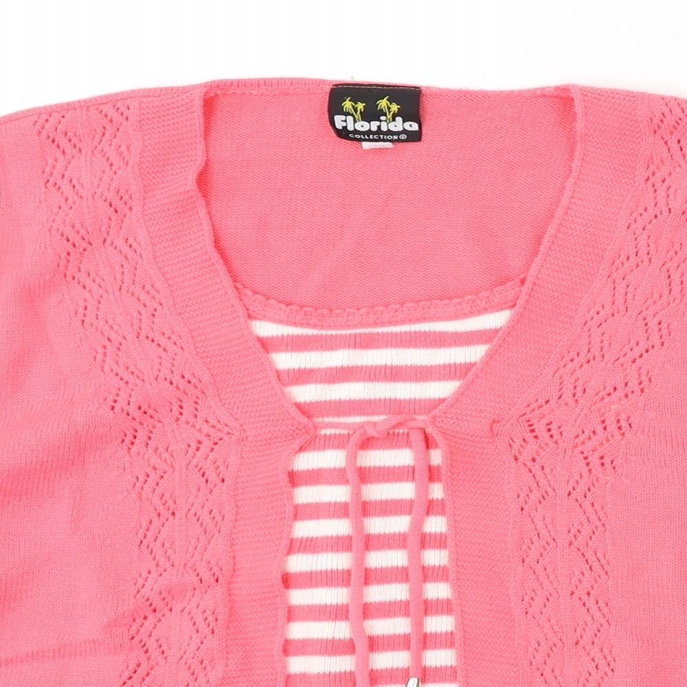 Florida Collection Womens Pink Round Neck Acrylic Cardigan Jumper Size M