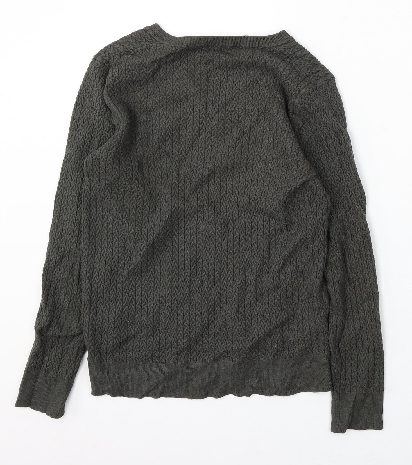 Claire Womens Green V-Neck Viscose Pullover Jumper Size S