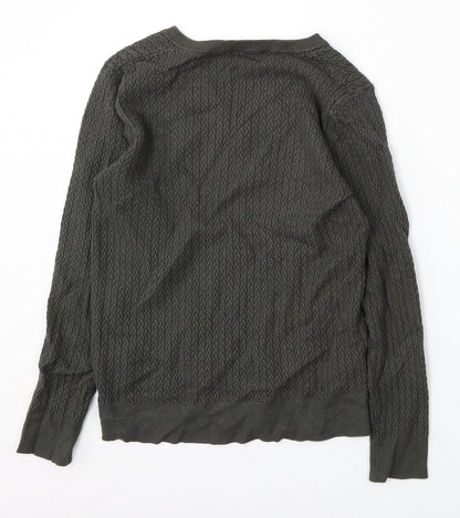 Claire Womens Green V-Neck Viscose Pullover Jumper Size S