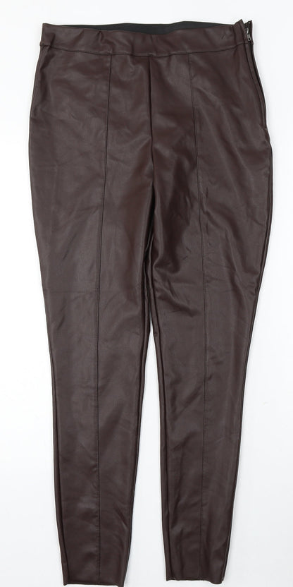 F&F Womens Brown Polyurethane Skinny Jeans Size 10 L27 in Regular