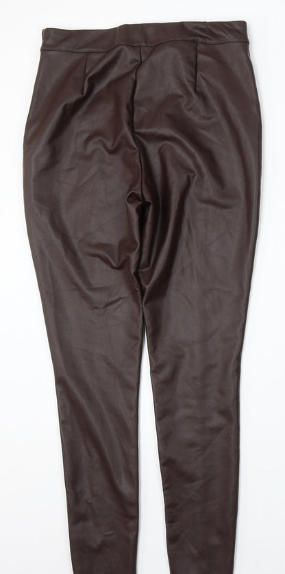 F&F Womens Brown Polyurethane Skinny Jeans Size 10 L27 in Regular