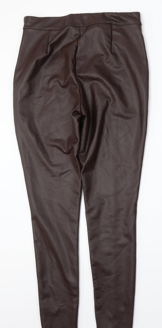 F&F Womens Brown Polyurethane Skinny Jeans Size 10 L27 in Regular
