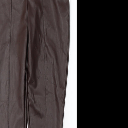 F&F Womens Brown Polyurethane Skinny Jeans Size 10 L27 in Regular