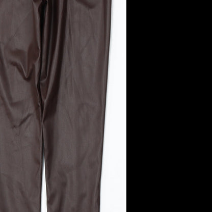 F&F Womens Brown Polyurethane Skinny Jeans Size 10 L27 in Regular