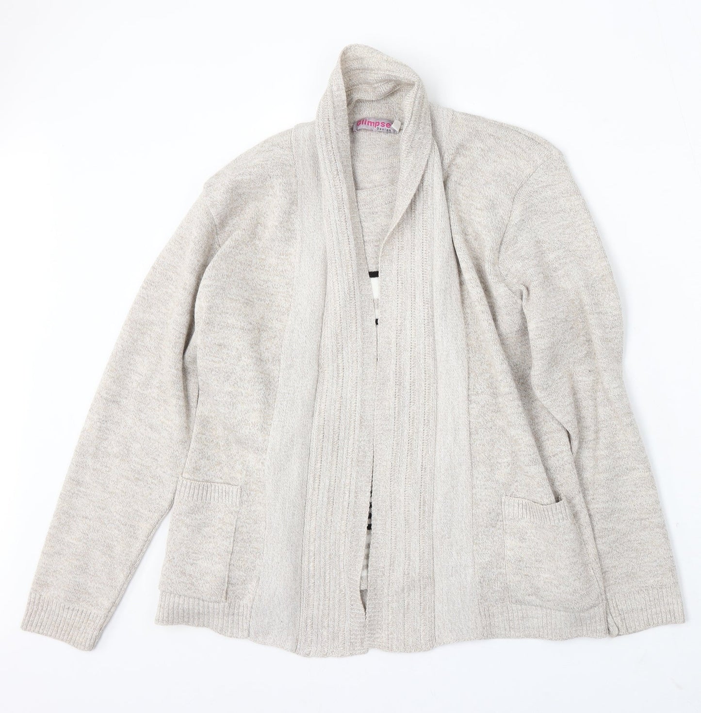 Glimpse Womens Beige V-Neck Acrylic Cardigan Jumper Size S