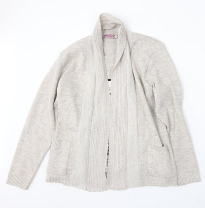 Glimpse Womens Beige V-Neck Acrylic Cardigan Jumper Size S