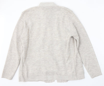 Glimpse Womens Beige V-Neck Acrylic Cardigan Jumper Size S