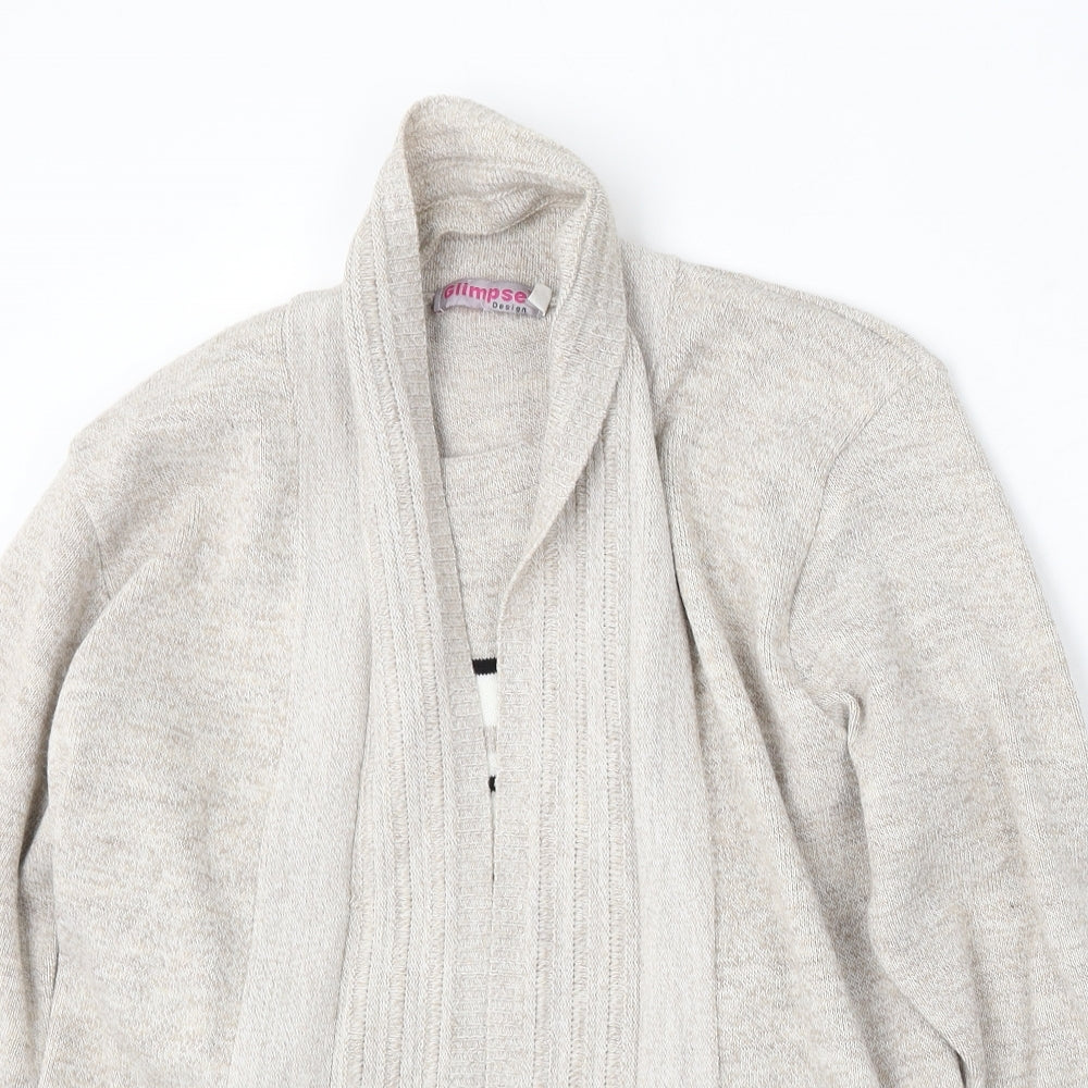 Glimpse Womens Beige V-Neck Acrylic Cardigan Jumper Size S