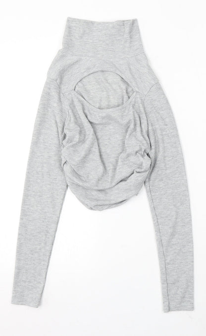 Boohoo Womens Grey Mock Neck Polyester Pullover Jumper Size 10