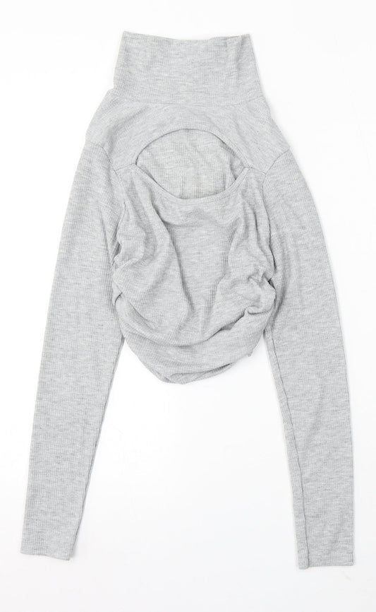 Boohoo Womens Grey Mock Neck Polyester Pullover Jumper Size 10