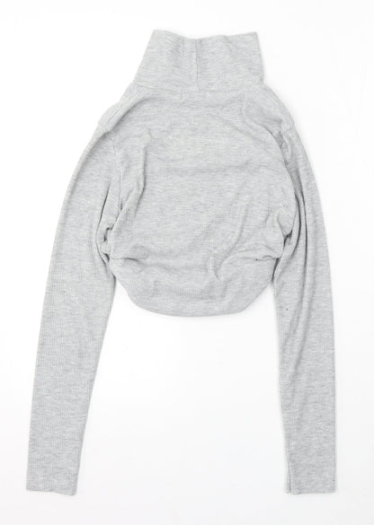 Boohoo Womens Grey Mock Neck Polyester Pullover Jumper Size 10