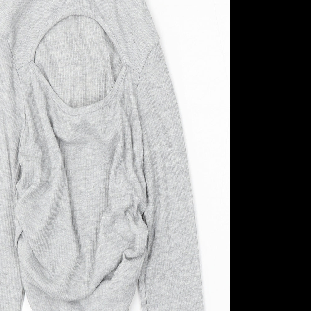 Boohoo Womens Grey Mock Neck Polyester Pullover Jumper Size 10