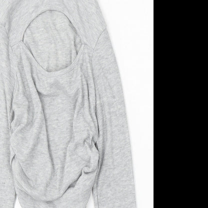 Boohoo Womens Grey Mock Neck Polyester Pullover Jumper Size 10