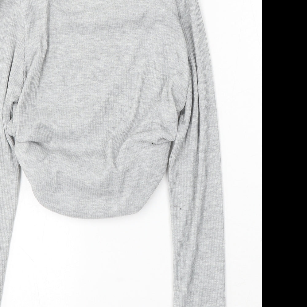 Boohoo Womens Grey Mock Neck Polyester Pullover Jumper Size 10