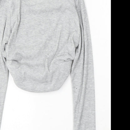 Boohoo Womens Grey Mock Neck Polyester Pullover Jumper Size 10