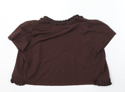 Kaleidoscope Womens Brown V-Neck Viscose Cardigan Jumper Size 12