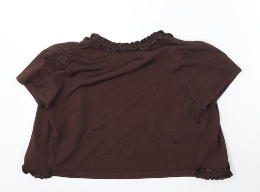 Kaleidoscope Womens Brown V-Neck Viscose Cardigan Jumper Size 12