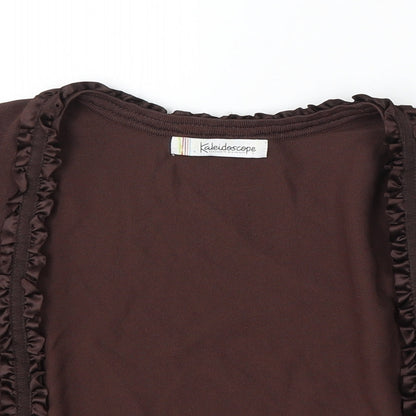 Kaleidoscope Womens Brown V-Neck Viscose Cardigan Jumper Size 12