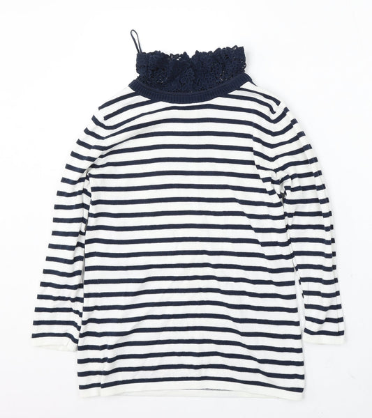 CC Womens Multicoloured Round Neck Striped Cotton Pullover Jumper Size S